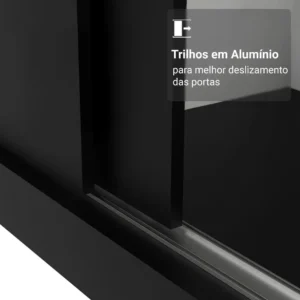Guarda Roupa Denver Madesa Solteiro Armário Quarto 2 Port Correr Espelho P Cor Preto 10948N1E - Imagem 8