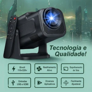 Projetor HY320 Davely Smart TV Android WiFi 6 390 ANSI Lumens Full HD Suporte 4K HDMI Bluetooth 85-200 Polegadas Alto Falante Com Controle Remoto Bivolt Portátil - Imagem 5