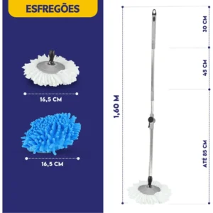 Mop NYBC Mop Giratório Plus com balde centrífuga Cinza - Imagem 3