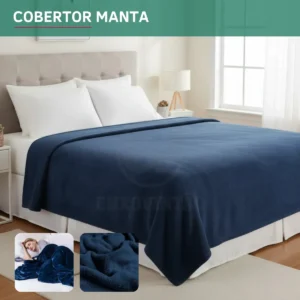 Cobertor Manta Soft Casal Microfibra Antialérgica Veludo Super Quentinha Toque Macio E Confortável Cor Azul Marinho - Imagem 1