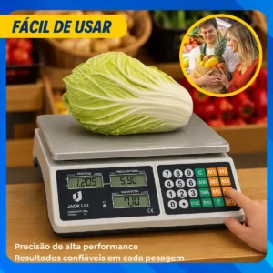 Balança Comercial 40kg Display Duplo Digital Hw Cálculo De Preço E Bateria Recarregável Para Mercado Cozinha Açougue - Imagem 7