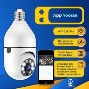 Câmera de Segurança IP Wi-Fi Lâmpada E27 HW 360° Full HD com Visão Noturna e Áudio - HW - Imagem 6