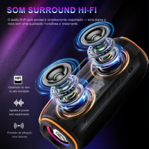 Caixa De Som Bluetooth Portátil 40w H'maston Tn22 Rgb Tws - Imagem 3