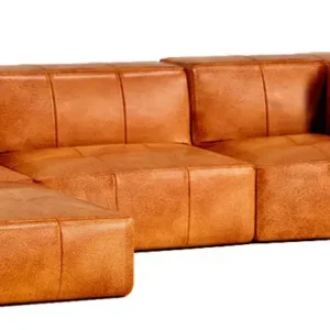 Sofá Modular Policouro Marrom 3 Lugares 2 Cantos Com Apoio - Imagem 3