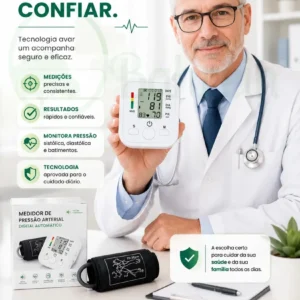 Aparelho Medidor de pressão digital doméstico para uso residencial Pressão Arterial Braço Bracadeira Pulso Manguito - Aparelho Medir pressao aferidor Ajustável P/ Adultos ou Crianças - Marca Bahrein - Imagem 6