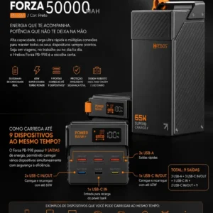 Carregador Portátil Power Bank 50000mah Hrebos Premium Forza - Imagem 4