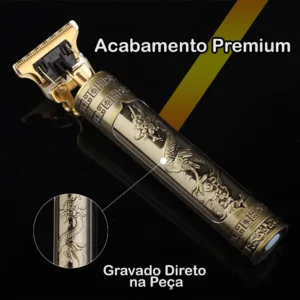 Máquina De Cortar Cabelo E Aparador De Barba Dr. Hank Dragão Dourado Lâmina T Profissional Sem Fio Recarregável Usb, 4 Pentes 1 Ao 4 Mm Motor Potente - Imagem 6