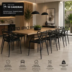 Cadeiras Allegra Kit 10 Unid Mesa Sala De Jantar Empilhável - Imagem 3