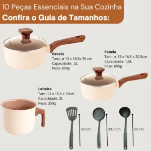 Jogo De Panelas Cerâmico Antiaderente Indução 10 Peças - Imagem 4