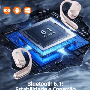 Fone de Ouvido Sem Fio Bluetooth 6.1 Esportivo OWS Com Ganchos Estéreo Hi-Fi com Microfone para Chamadas Claras, Controle de Volume Basike Fone Ouvido para Academia Corrida e Gamer, 100h Standby Rosa - Imagem 8