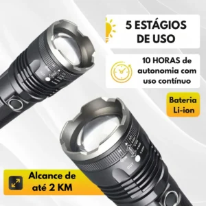 Lanterna Tática 2km Mais Forte Do Mundo Recarregável Potente - Imagem 7