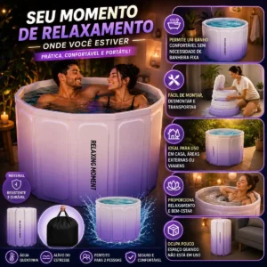 Banheira Dobrável Adulto Crianças Viagem Casa Spa Relaxante - Imagem 2