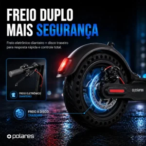 POLARES Z20PRO Patinete Elétrico Premium 500w Pneu Aderente Velocidade Máxima 32km/h Motorizado Até 30km De Autonomia Polares Cor Preto - Imagem 8