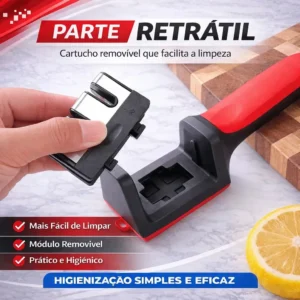 Afiador E Amolador De Facas E Tesouras 4 Em 1 Profissional Vermelho Ou Amarelo Pedra Afia Amola E Alinha Lâminas Ideal Cozinha Churrascaria Churrasco Fácil De Usar Portátil Alta Qualidade Durável Inox - Imagem 3
