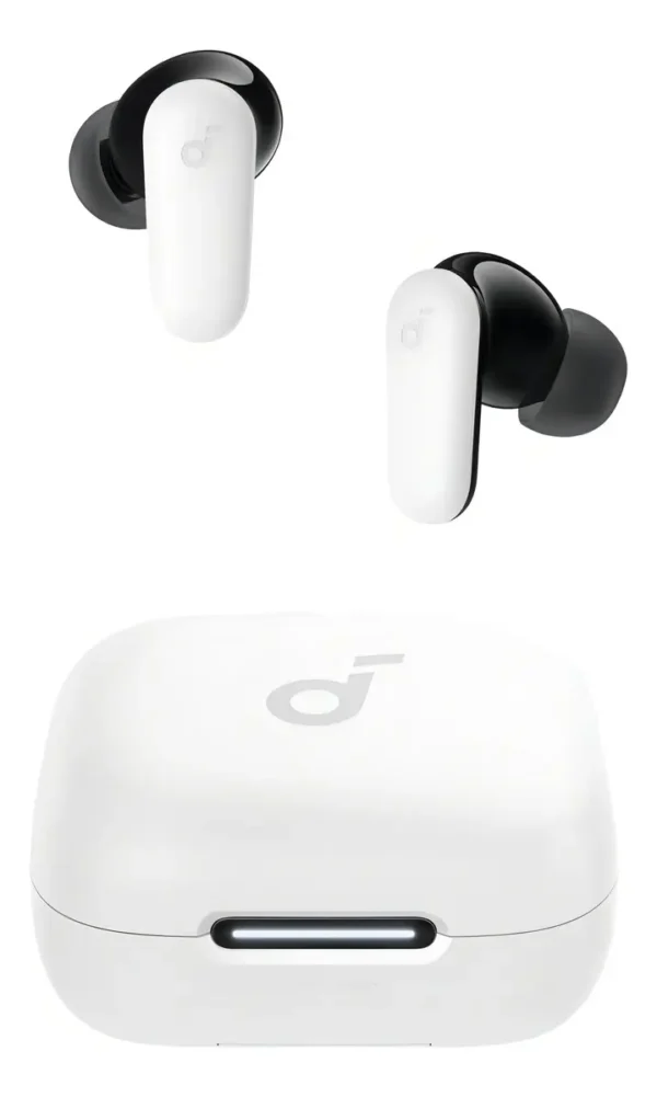 Fone de Ouvido Bluetooth 5.4 soundcore P30i da Anker, Cancelamento de Ruído Adaptativo, Graves Poderosos, 45H de Reprodução, Estojo 2-em-1 com Suporte para Celular, IP54, Fone sem fio TWS, Branco