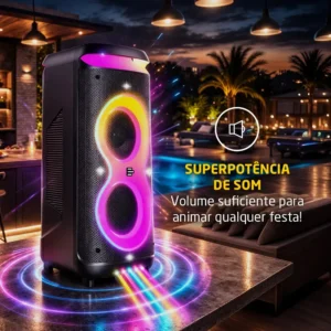 Caixa de Som Bluetooth PulseBox 3 1400W TWS Karaoke LED Preto - SP511 - Imagem 3