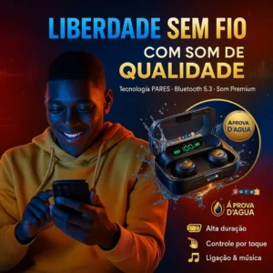 Fone De Ouvido Sem Fio Bluetooth F9-5 Pares Som Imersivo Powerbank Moderno Bateria Longa Duração Academia Compativel Com Todos Celulares - Imagem 4