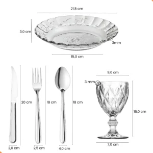Aparelho De Jantar 30 Peças - Pratos + Taças + Talheres Inox - Imagem 4