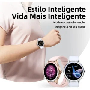 Smartwatch Moda Relógio Hd De Liga De Alumínio 100+ Esportes Caixa Preto Pulseira Rosa-pálido - Imagem 3