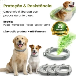 Coleira Anti Pulga Leishmaniose Carrapato Mosquito Cão Gato - Imagem 3