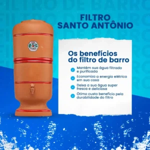 Filtro De Barro Santo Antonio 4 Litros Total 2+2 Completo 1 Vela - Imagem 5