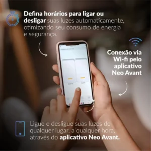 Interruptor Smart Inteligente Wi-fi 2.4 GHz Alexa google 1 Botão 4x2 Bivolt Preto Cod: 291990365 Neo Avant - Imagem 5