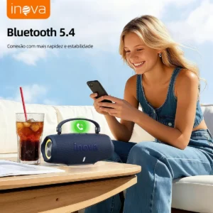 Caixa de Som Portátil Inova 10W Bluetooth RGB, à Prova D'água, com Rádio - Imagem 5