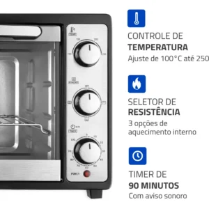 Forno Elétrico 52L Grand Family II, Mondial 1800W FRN-52-B - Imagem 5