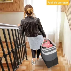 Kit 2 Cesto De Roupa Suja Grande Dobrável Para Banheiro 72l - Imagem 8
