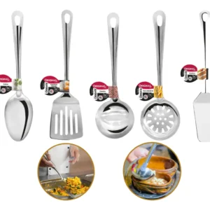 Kit 5 Utensílios Para Cozinha 100% Aço Inox 25cm - Imagem 1