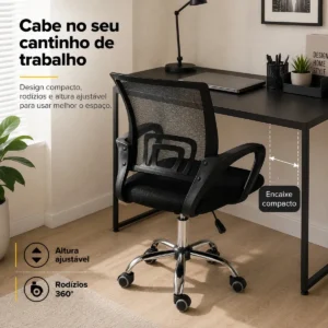 Cadeira Secretária Office Base Giratória Cor Preta - Imagem 3
