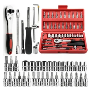 Kit 46 Ferramenta Jogo Chave Catraca Repara Moto Carros - Imagem 1