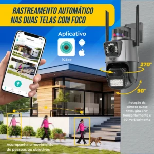 Kit 2 Câmeras De Segurança Hw Ip Wi-fi 6mp Lente Dupla Visão Noturna 355° Detecção De Movimento Com App Icsee - Imagem 4