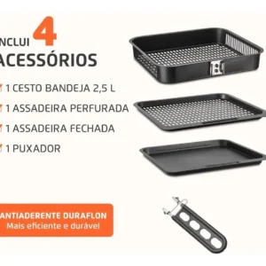Fritadeira Elétrica AFON-12L-BG Forno Oven 12 Litros Preto Mondial - Imagem 4