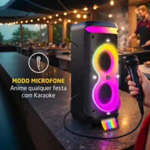 Caixa de Som Bluetooth PulseBox 3 1400W TWS Karaoke LED Preto - SP511 - Imagem 8