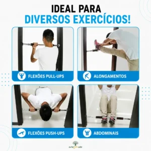 Barra De Porta Ajustável Artezenato Apoio Regulável 60 A 100cm Flexão Fixa Musculação Crossfit - Imagem 7