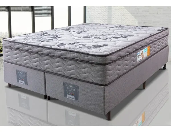 Cama Box King Colchão OrtoFirm + Box 193x203x67 One Face Espuma D45 Cinza