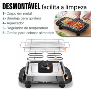 Churrasqueira Elétrica Grande Steak Grill Para Apartamento 220v Sem Fumaça Preto - Aero Home - Imagem 7