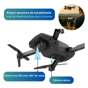 Drone Mini Pro 2 Câmeras Com Aplicativo Para Acompanhamento Em Tempo Real 2 Baterias Completo Com Assistente De Pouso E Sensores + Maleta De Transporte Drone Preto - Imagem 5