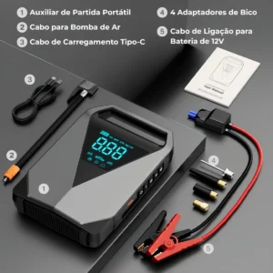 Auxiliar de Partida com Compressor de Ar Portátil Boyu Cell para Carro - Imagem 8