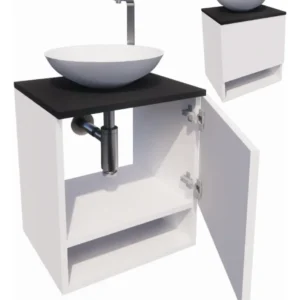 Gabinete Armário Para Banheiro Com Cuba E Espelho 40cm Pia Branco Móvel Preto Quantidade De Furos Para Torneira Um Furo - Imagem 4