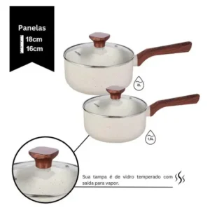 Jogo De Panelas Com 10 Peças Mimo Style Pratic Cook Mármol Cor Branco - Imagem 6