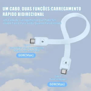 Power Bank 20000mah Carregador Portátil 66w Rápido Cabo Leve - Imagem 3