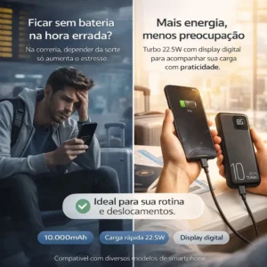 Carregador Portátil Power Bank Turbo voo transporte aéreo 10000mah Universal Para iPhone Samsung Motorlola Xiaomi 22.5w Com Display Digital Dtimp - Imagem 4