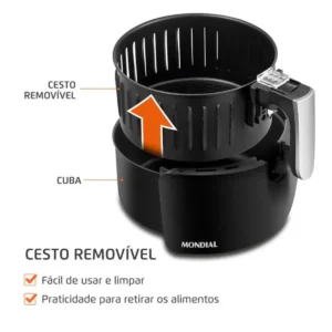 Mondial AF-30-I fritadeira elétrica air fryer sem óleo 3,5L cor preto e inox - Imagem 5