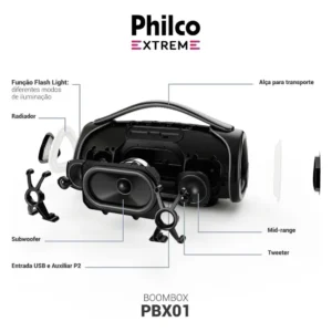 Caixa de som Boombox Philco Extreme Bluetooth V.5.4 300W PBX01 - Imagem 6