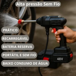 Lavadora Lava Jato Portátil Alta Pressão 2 Baterias Recarregáveis 48v Sem Fio Maleta Preto 50 Hz X 60 Hz - Imagem 2