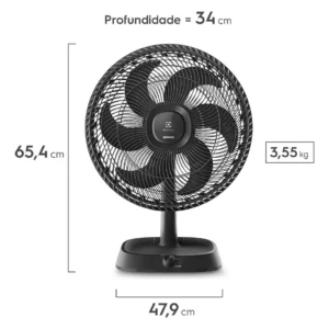 Ventilador de Mesa 40cm 6 Pás 3 Velocidades Electrolux Com Inclinação Silencioso Duoforce Air+ EFD40 Cinza - Imagem 2
