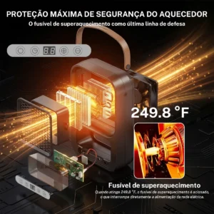 Aquecedor Portátil Quartzo Com Ventilador Remoto E Lcd 1600w - Imagem 4