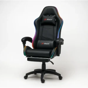 Cadeira Gamer E Escritório X-ray Fit Com Led Rgb Ergonômica Cor Preta Material Do Estofamento Couro Sintético - Imagem 4